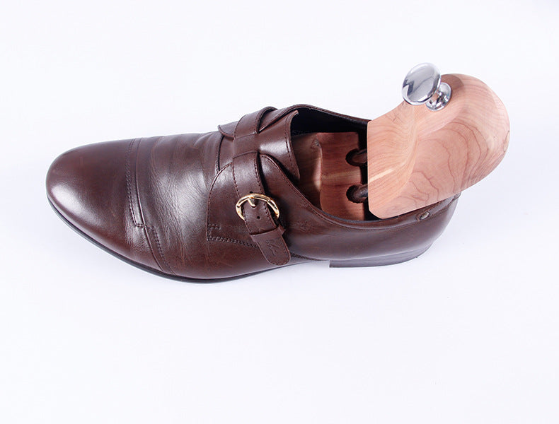 Adjustable Cedar Wood Twin Tube Spring Shoe Trees for Shoe Care
