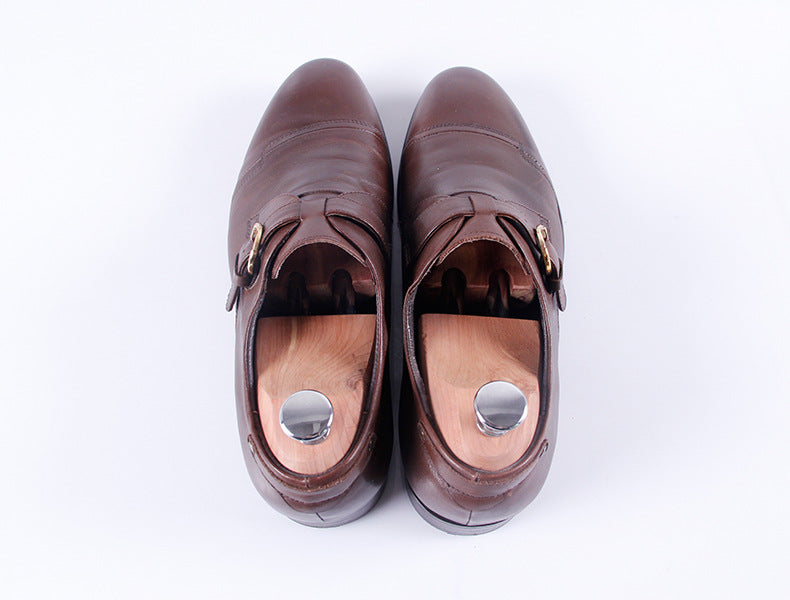 Adjustable Cedar Wood Twin Tube Spring Shoe Trees for Shoe Care